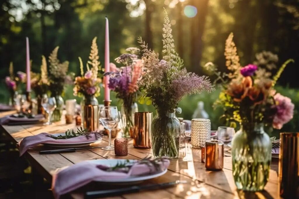 Borddekorationer med blomster