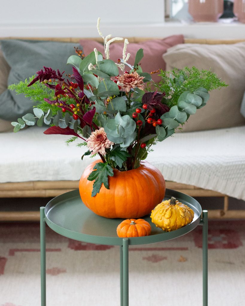 DIY projekt til halloween og efterår: Græskar-dekoration i vase